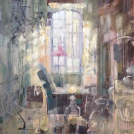 the pink lampshade: oil on canvas 80x100